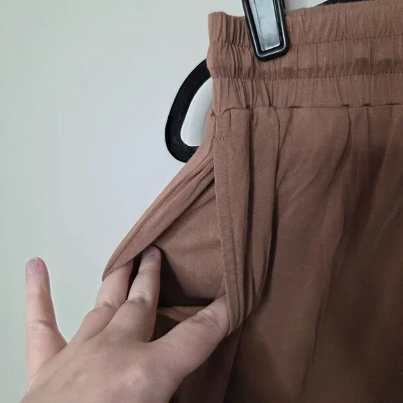 SILKS Solid Brown Long Sleeve Pants Lounge Pajama Set